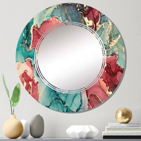Designart 'Blue And Purple Luxury Abstract Fluid Art X' Printed Modern Wall Mirror