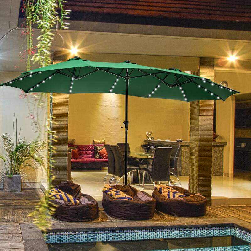 Ainfox 15-foot Double-sided Solar LED Lighted Patio Umbrella
