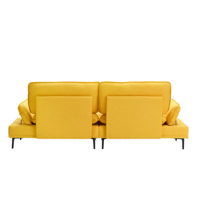 89-inch Yellow Polyester Blend Sofa for Apartment and Office