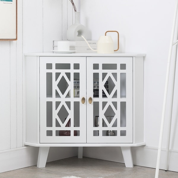 Corner Sideboard Cabinet with Doors and Shelves Free Standing Corner Storage Organizer Bed Bath Beyond 37357487