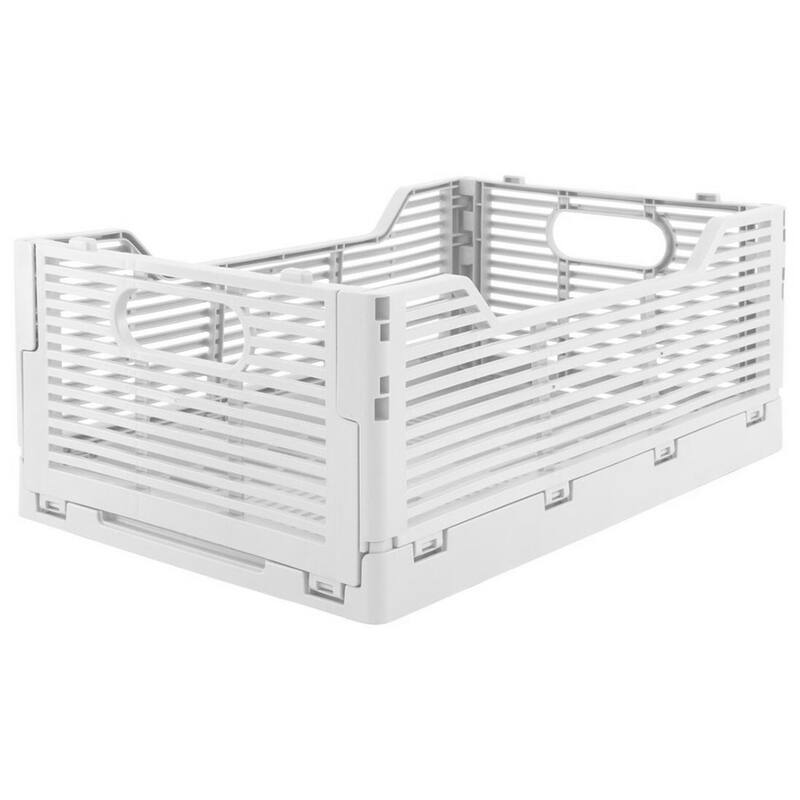 OnDisplay Stackable Folding Desk/Beauty/Closet Storage Crate - Foldable Space Saving Bins