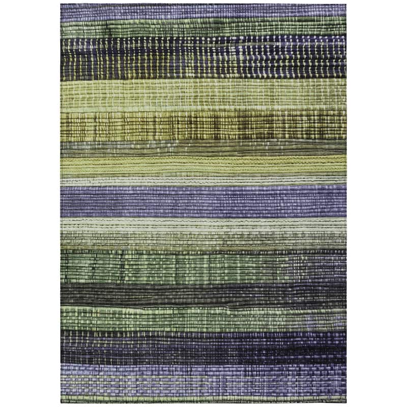 HomeRoots Striped Transitional Rectangle Outdoor Rug