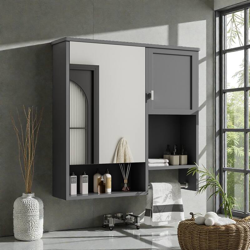 Modern Bathroom Mirror Medicine Cabinet Wall Mounted, 29 Inch Over the Toilet Space Saver Storage Cabinet