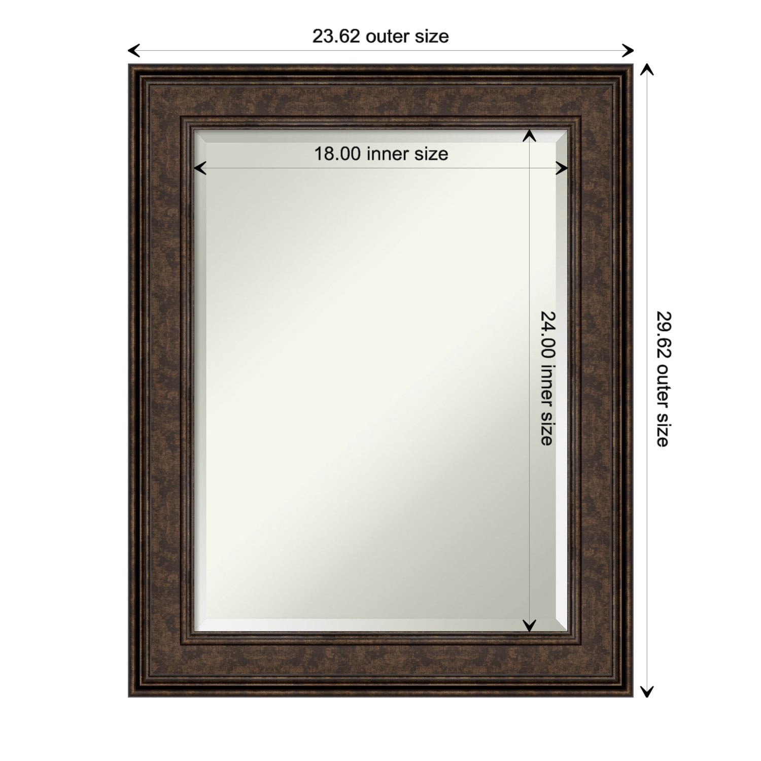 Beveled Wall Mirror - Ridge Black Frame