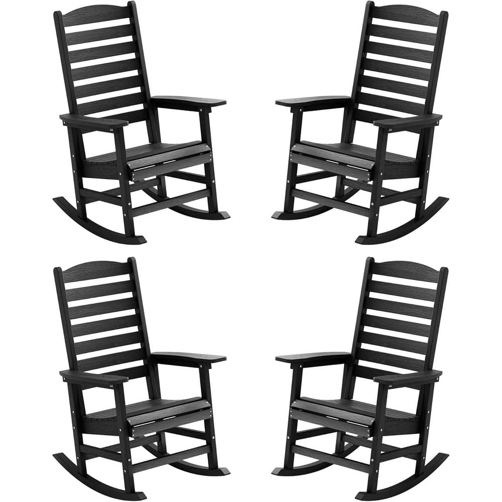 WINSOON All Weather HIPS Outdoor Rocking Chair with Curved Backrest