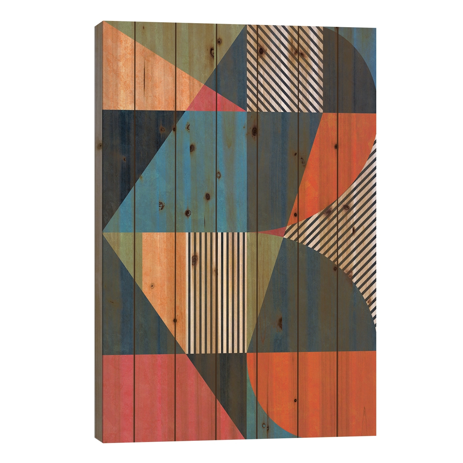 Geometric Pattern XXII Print On Wood by Angel Estevez - Multi-Color