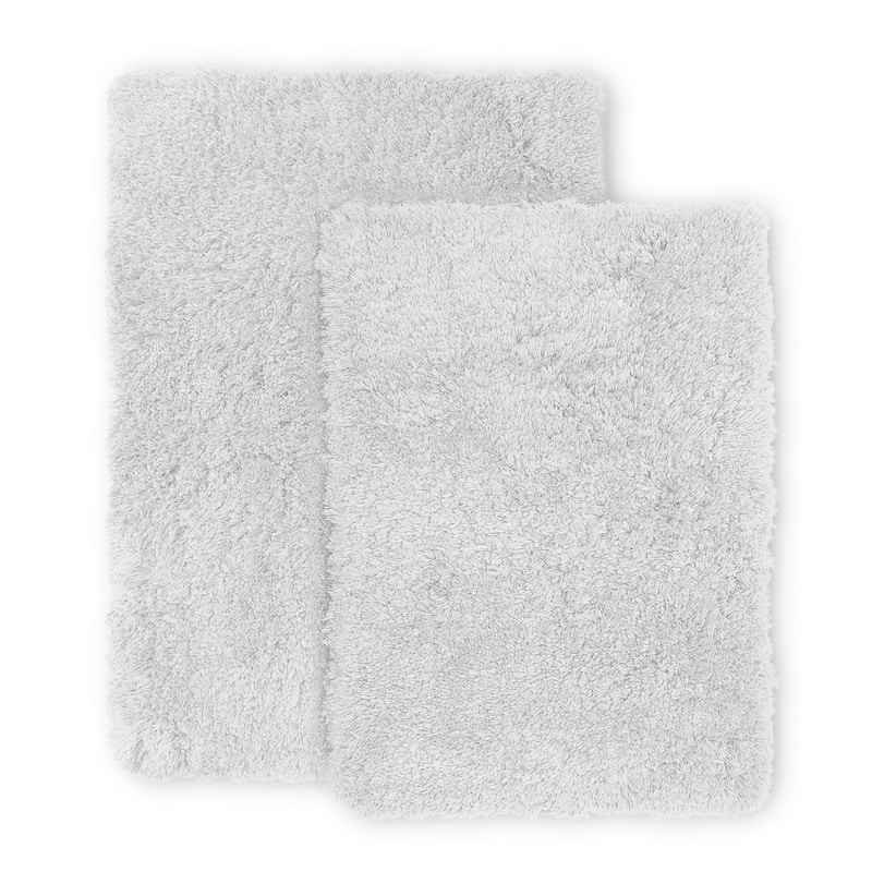 Porch & Den Lorena Shaggy/ Non-slip Rubber Backed Bath Rug Set - 2 Piece Set - White