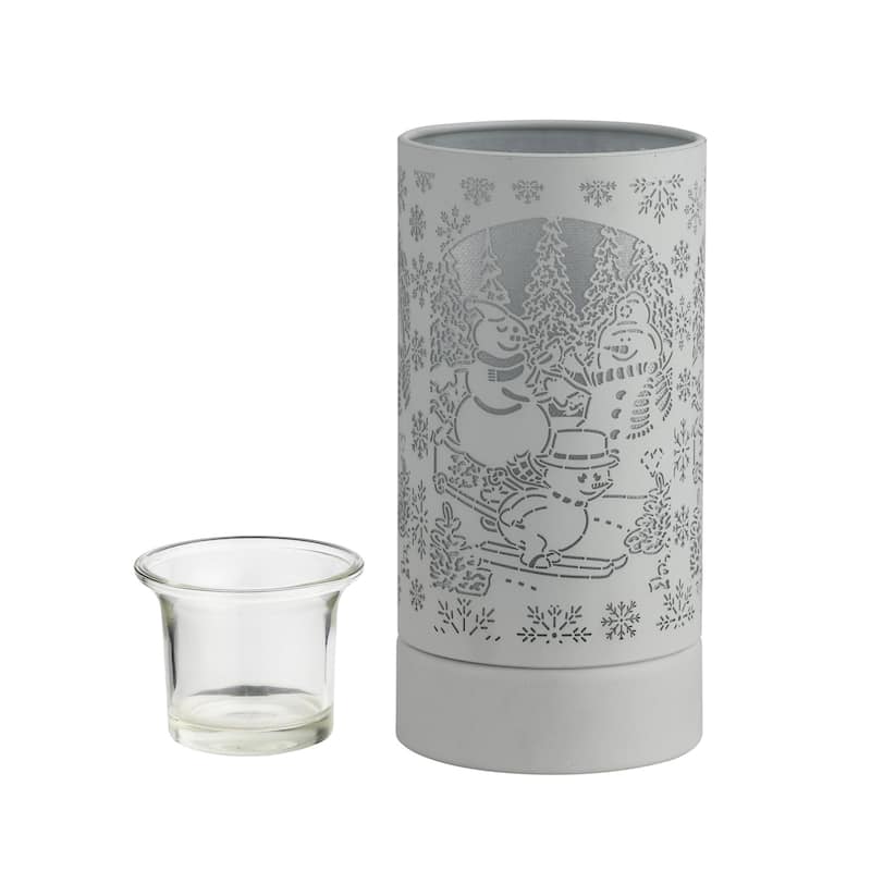 7" Touch lamp/Oil burner/Wax warmer-White Snowman Family - 3.75*3.75*7