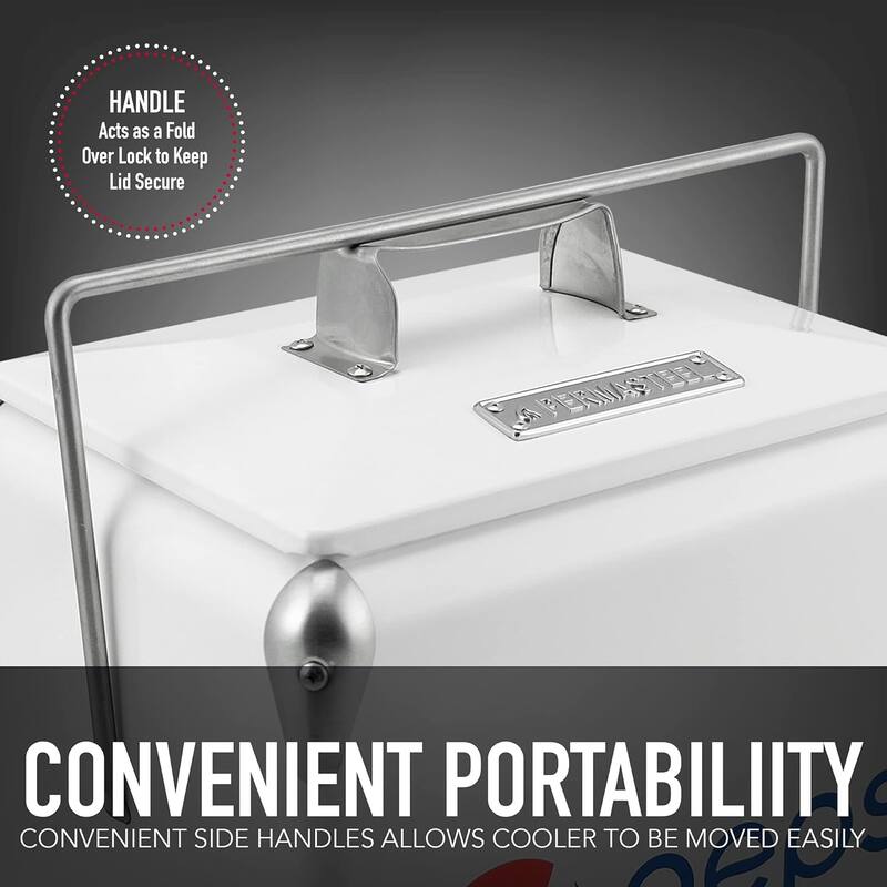 Permasteel 14-Qt Small Portable Cooler in White with Pepsi Logo