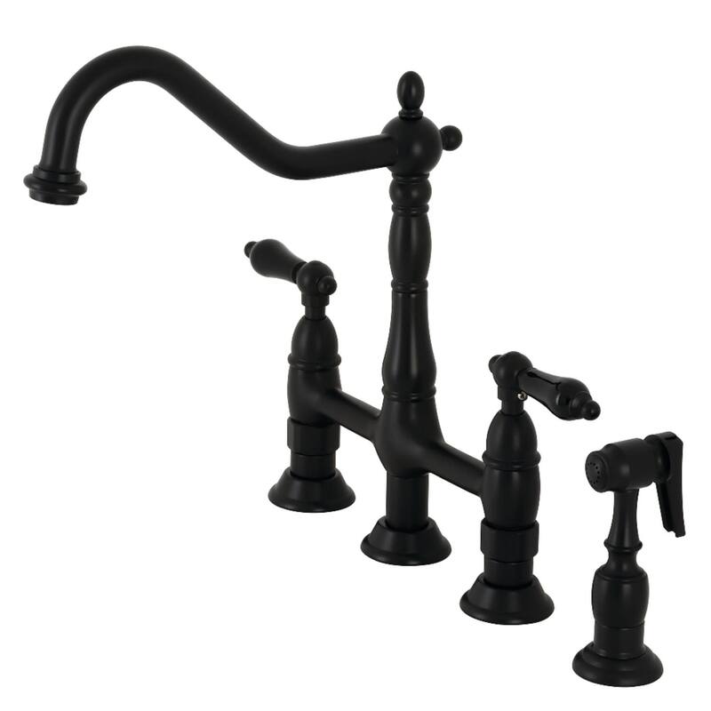 Kingston Brass Duchess 1.8 GPM Bridge Kitchen Faucet � Includes Side - Matte Black