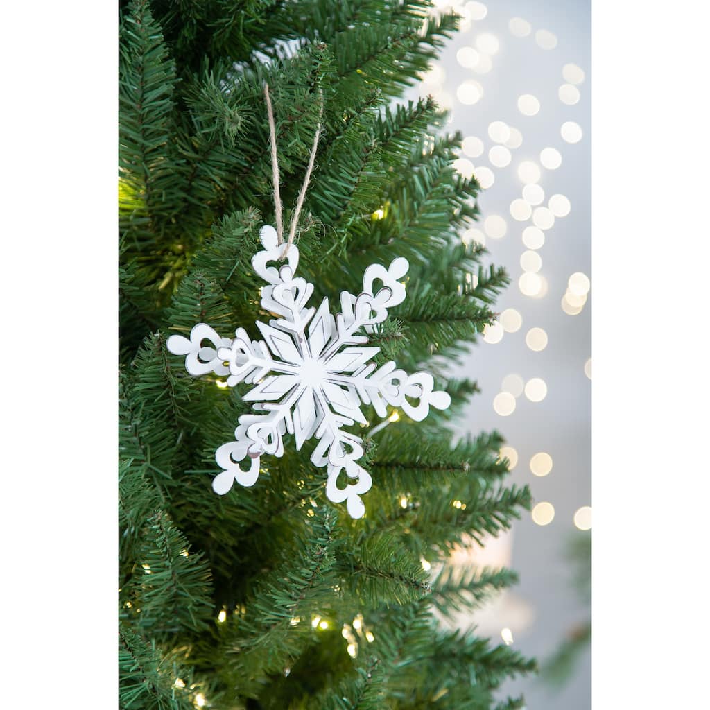 6.3x1.8x6.7" Iron Snowflake Hanger, Decorative Hanging Ball Christmas Tree Ornaments for Holiday Party Decorations, Set of 6