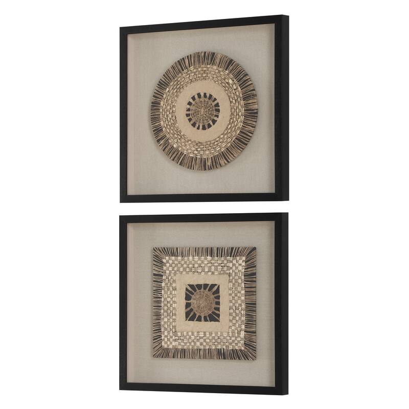 Uttermost Intertwine Knit Paper Shadow Box, Set of 2 - 23.625"H x23.625"W x 2"D