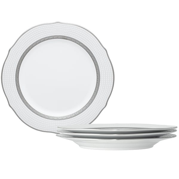Charlotta Set of 4 Scalloped Accent Plates, 9" - Platinum