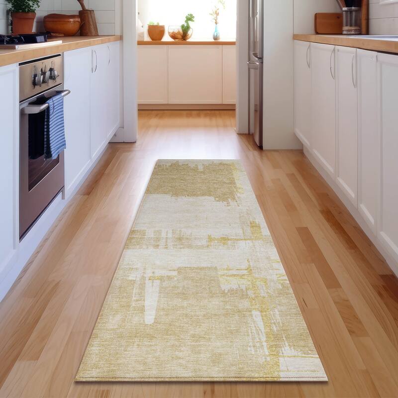 Premium Washable Super Soft Abstract Contemporary Mayfield Rug - Beige - 2' 3" x 7' 6" - Runner