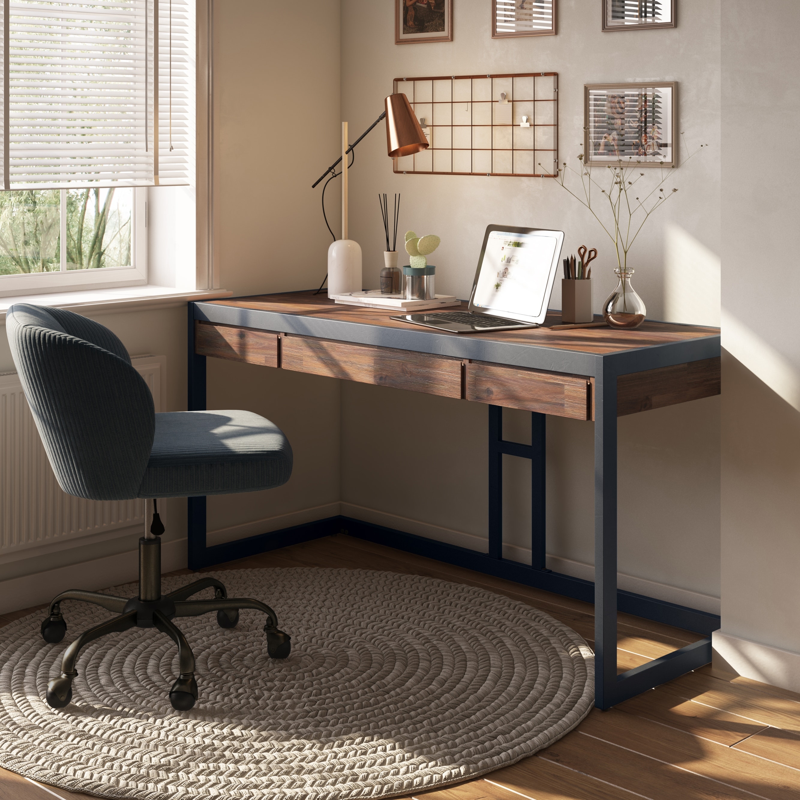 Wyndenhall cecilia solid acacia wood modern hot sale industrial 60 inch wide writing office desk