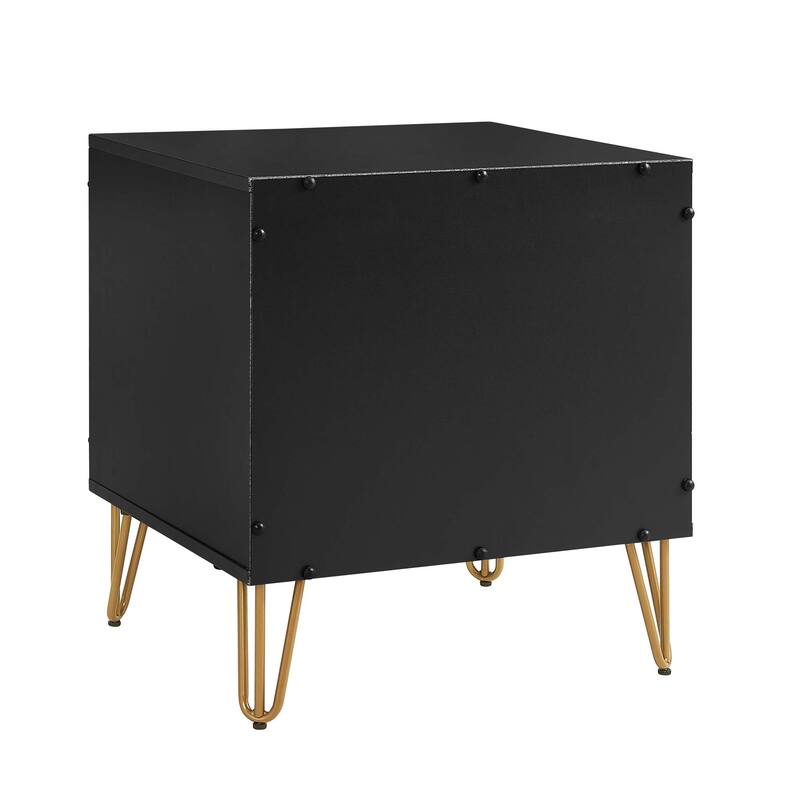20" Fluted Nightstand with Single Drawer and Metal Legs Modern Design