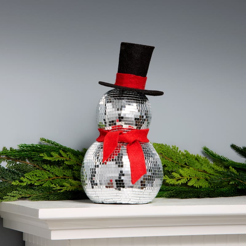 National Tree Company 12 in. Disco Snowman with Red Scarf - 12 in