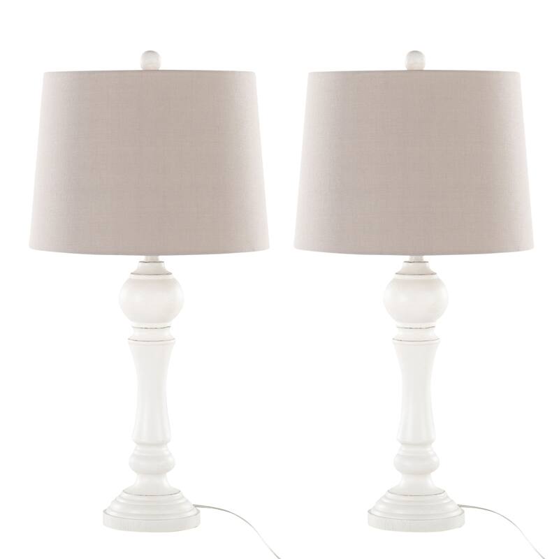 The Gray Barn Winston 32" Polyresin Table Lamp (Set of 2) - N/A - Distressed Off-White Poly/Light Grey Linen
