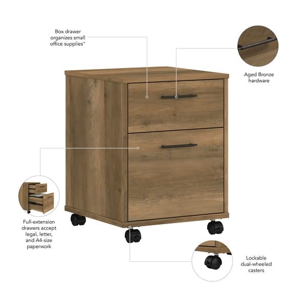 dimension image slide 4 of 12, Key West 2 Drawer Mobile File Cabinet by Bush Furniture