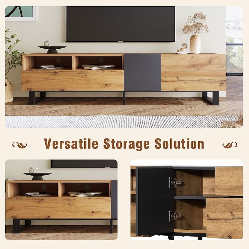 70.90'' Modern TV Stand with Drop Down Door