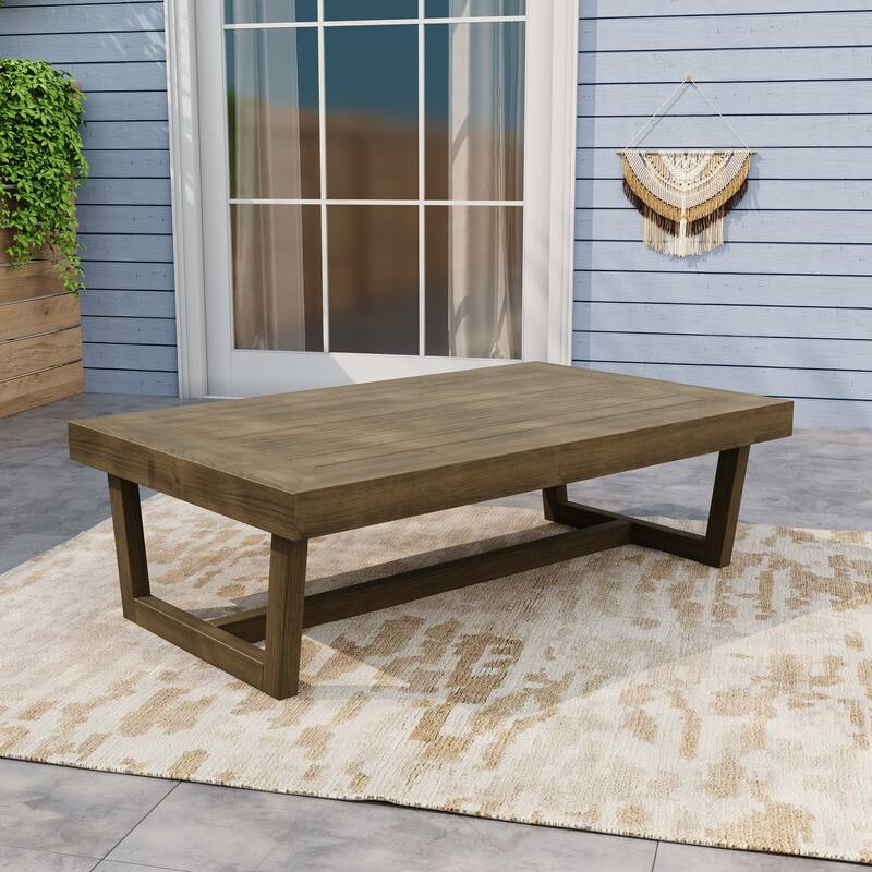 Teak Outdoor Armless Lounge Chair Set Loveseat with Cushions - Coffe table - Brown/Coffe table
