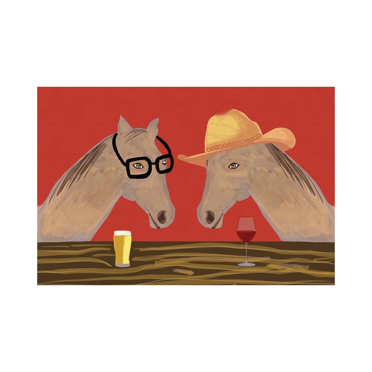 "Horses At The Bar" by Sharyn Bursic Canvas Print