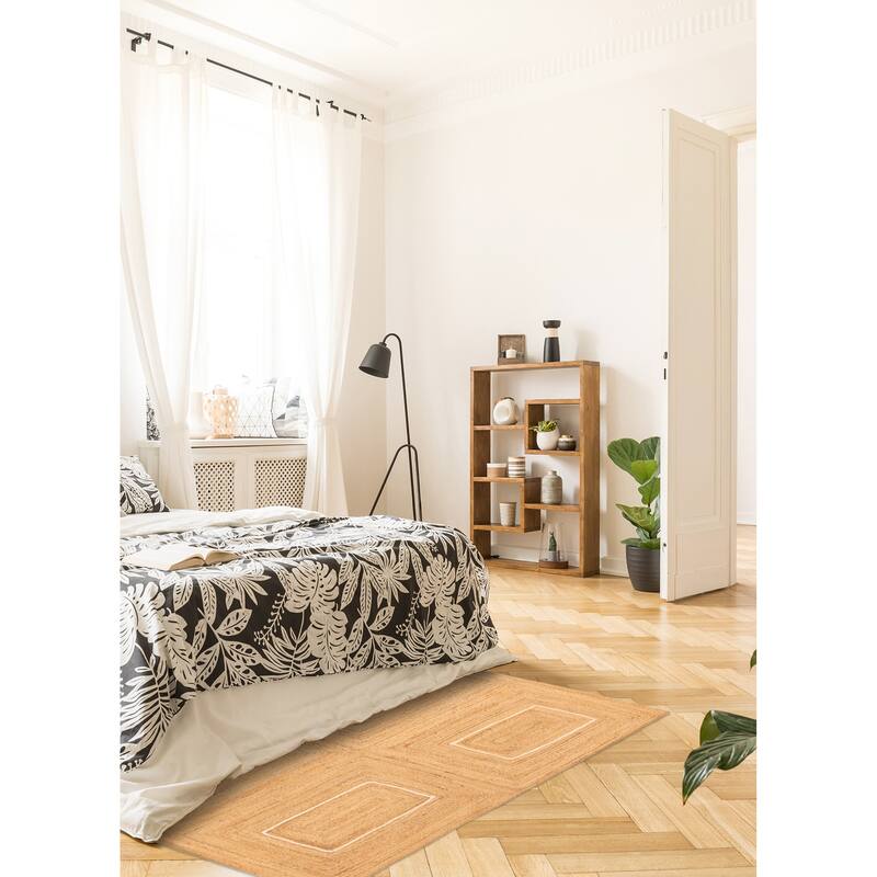 ECARPETGALLERY Braided Weave Palas Denizli Tan Jute Rug - 5'4 x 7'5