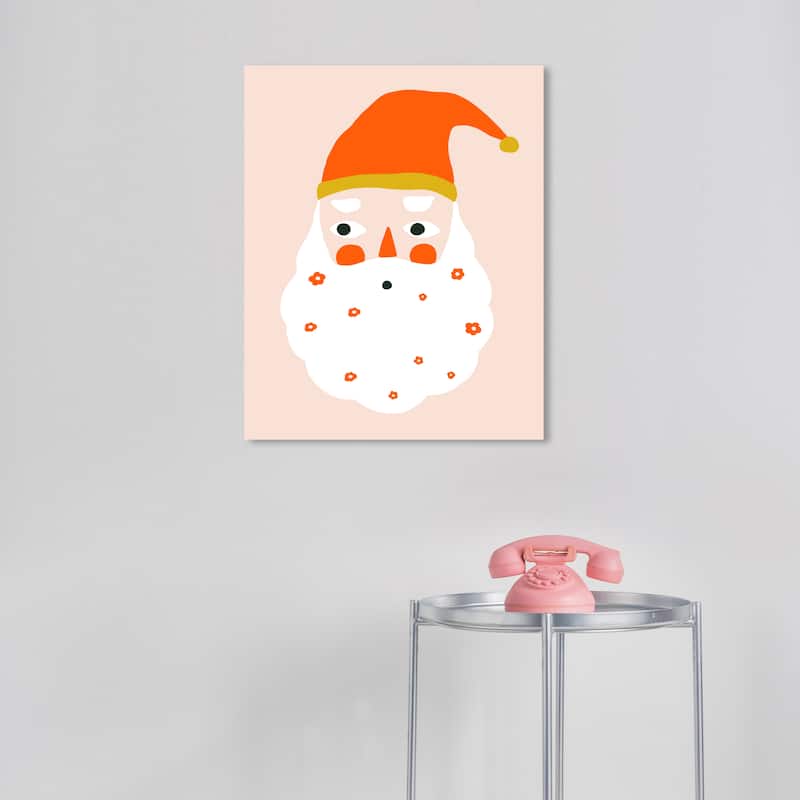 Wynwood Studio Canvas Holiday and Seasonal Flowers all over the Beard White Modern & Contemporary Wall Art Canvas Print - 16 x 20