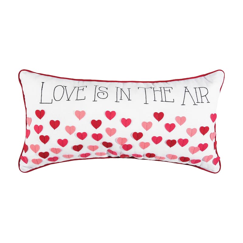 12" x 24" Love Is In The Air Embroidered Valentine's Day Throw Pillow