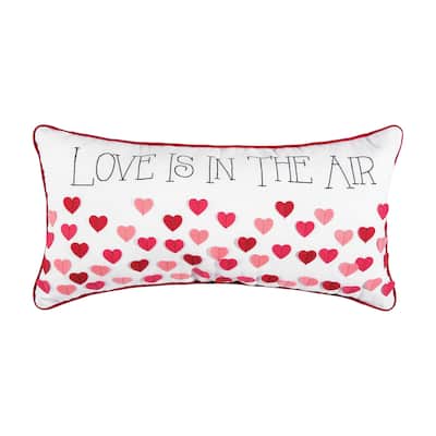 12" x 24" Love Is In The Air Embroidered Valentine's Day Throw Pillow