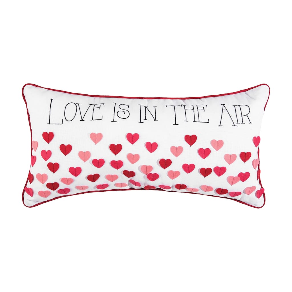 12" x 24" Love Is In The Air Embroidered Valentine's Day Throw Pillow