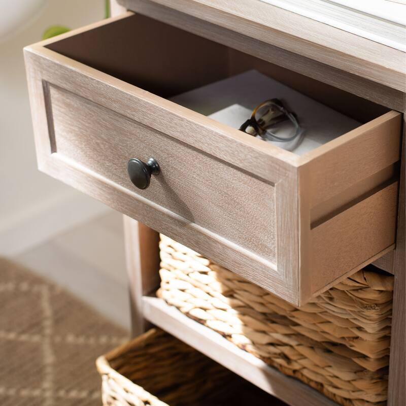 SAFAVIEH Alverta Red Storage Side Table - 15.9" x 13" x 27.6" - White Wash