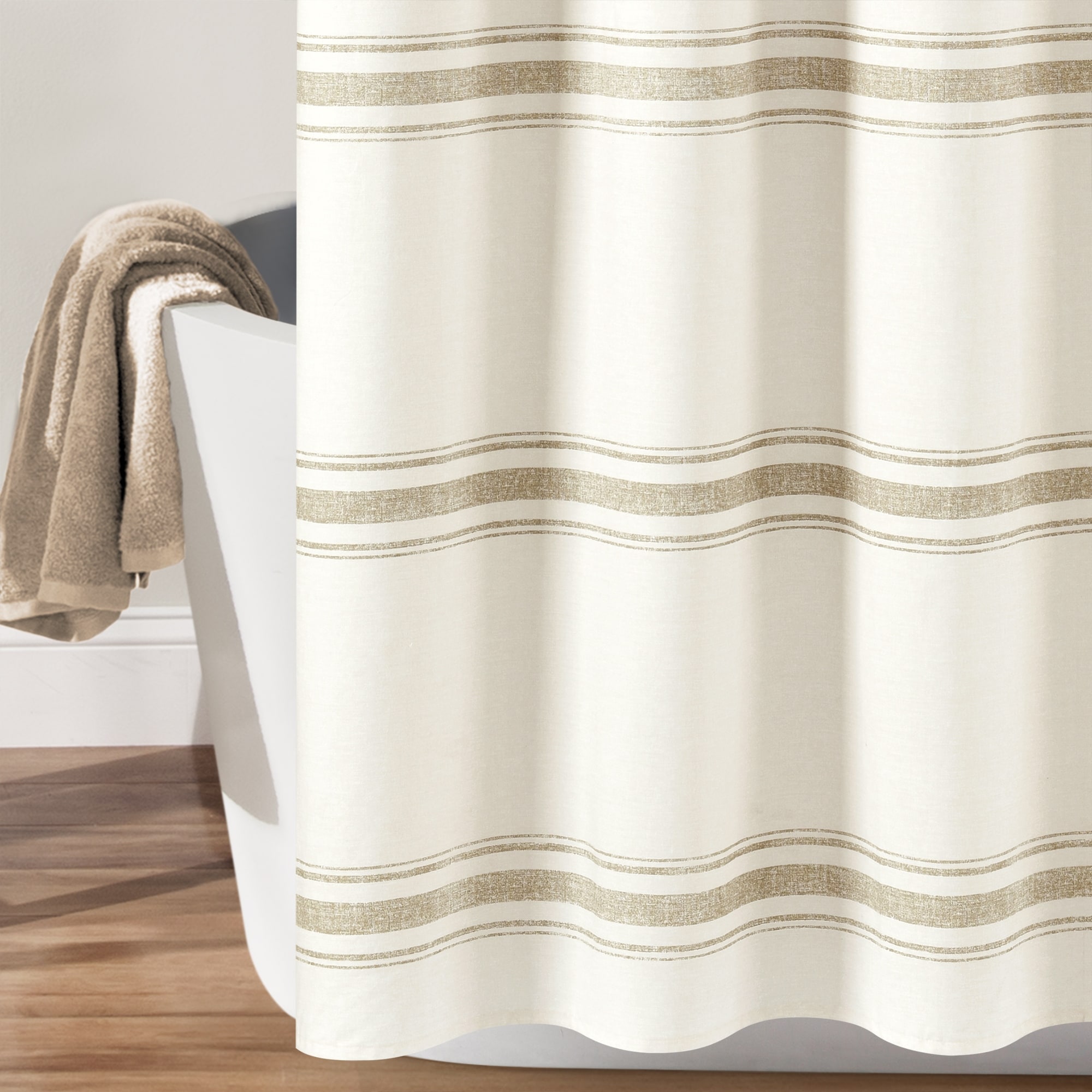 Farmhouse Stripe Shower Curtain by Lush Decor Rustic Bathroom Decor-image