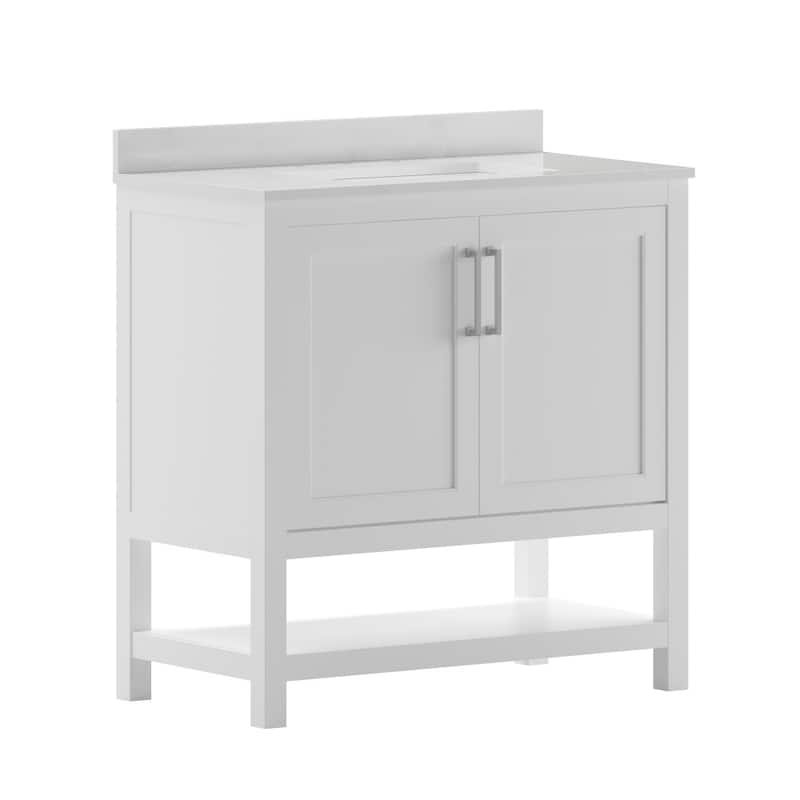 Bathroom Vanity with Undermount Sink and Open Storage Shelf