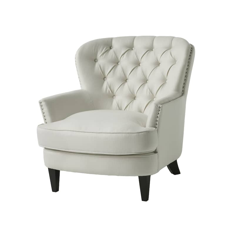 Tafton Tufted Oversized Fabric Club Chair by Christopher Knight Home - 33.50" L x 35.00" W x 34.50" H - Ivory