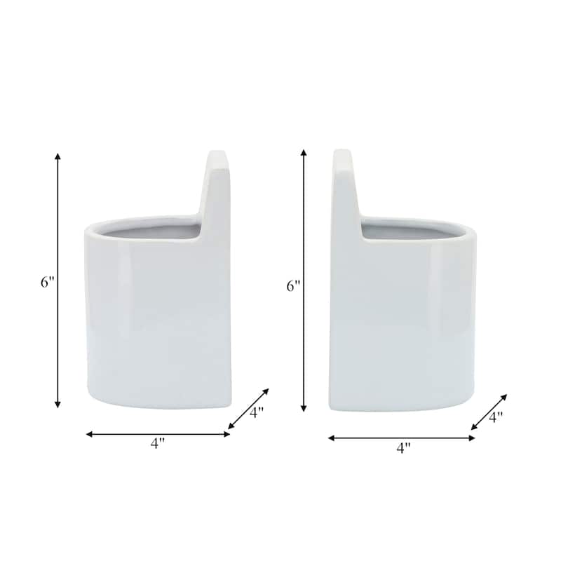 Sagebrook Home Ceramic 6" Pouch Bookends - 4" x 4" x 6"