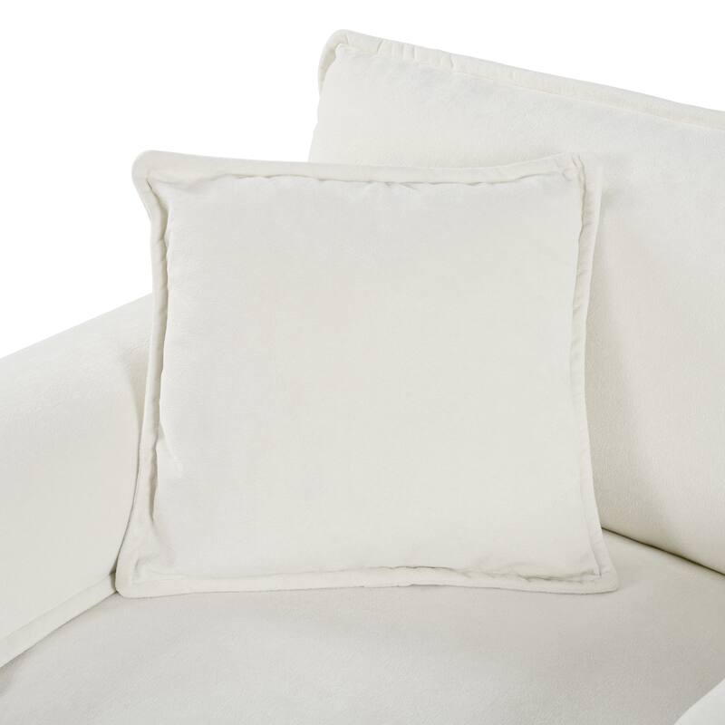 Set of 2 Accent Chairs Chenille Armchairs Deep Seat Sofa Chairs with Side Pockets, Armrest Pillows and Thickened Seat Cushions