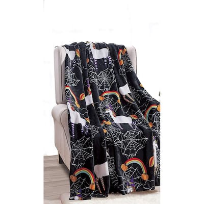 Happy Halloween Microplush Throw Blanket (50" x 60") - Halloween Unicorns…