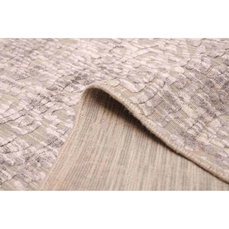ECARPETGALLERY Hand Loomed Elysian Grey Viscose, Wool Rug - 7'11 x 10'1