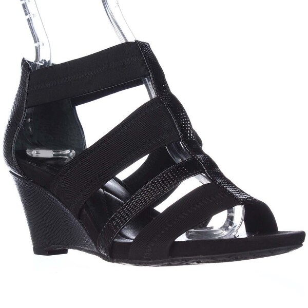 elastic strap wedge sandals