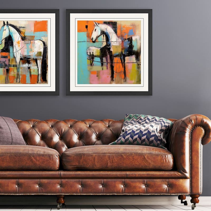 Block Horse Impression II Framed Art Giclee Under Glass