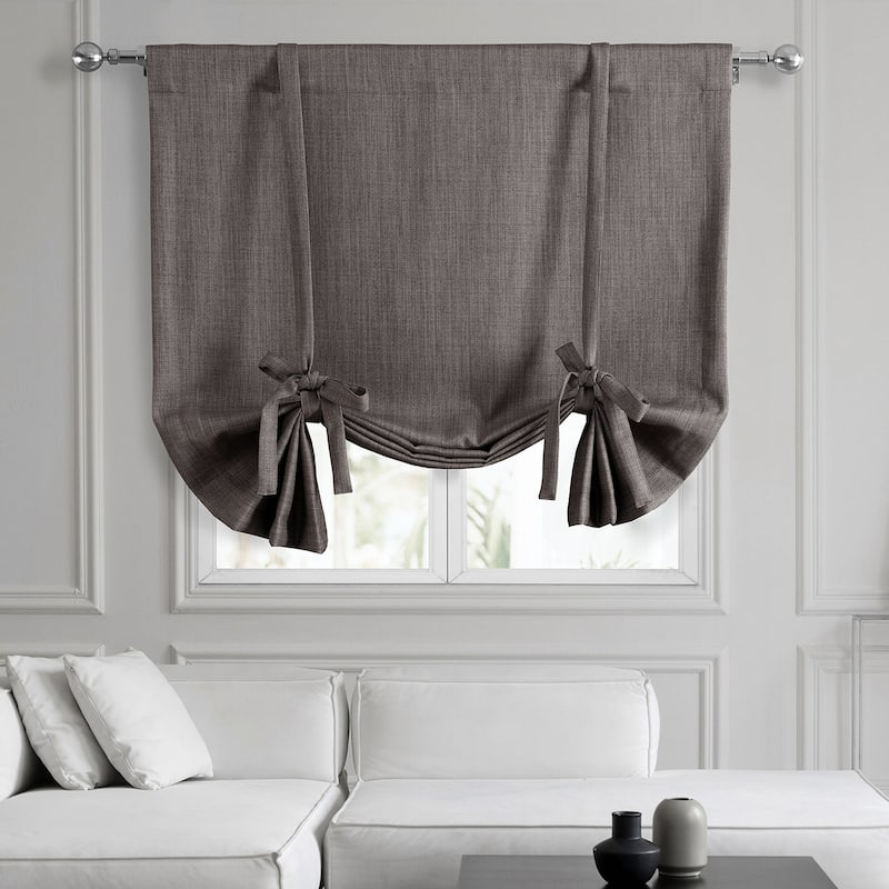 Exclusive Fabrics Faux Linen Room Darkening Tie-Up Window Shade (1 Panel) - 46 X 63 - Mink