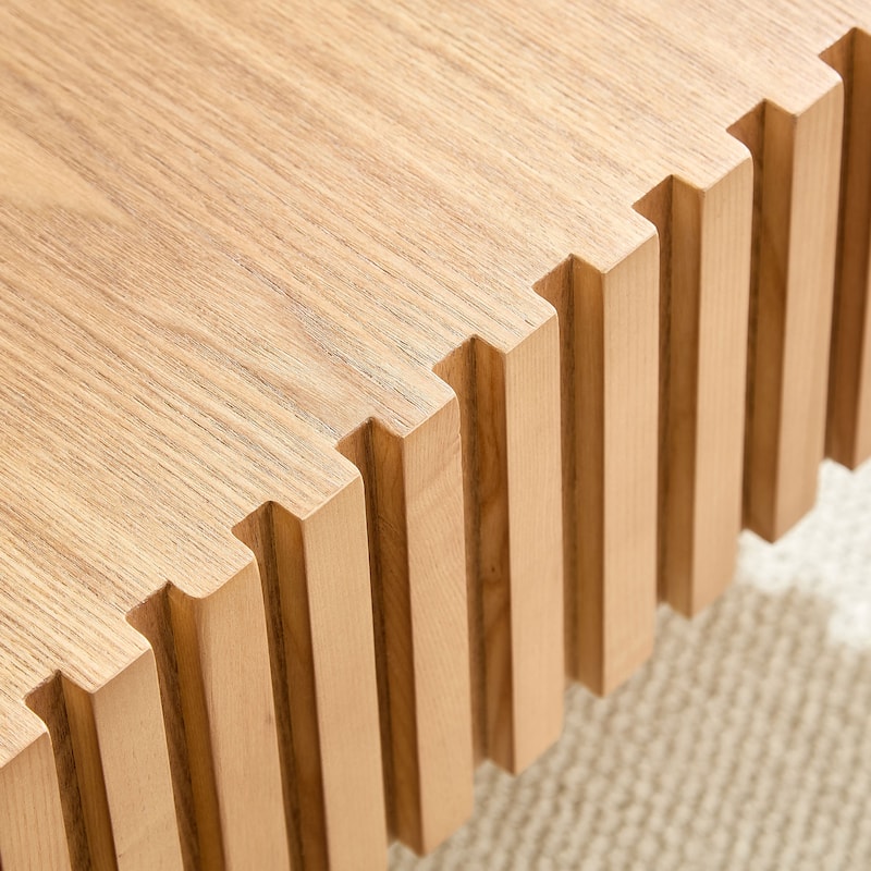 Modern Handcraft Square Coffee Table with Fluted Design