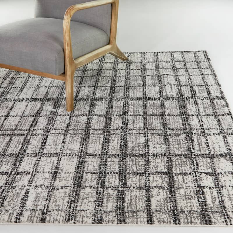Nicosia Abstract Modern Area Rug - 5'3" x 7' - Charcoal - Rectangle