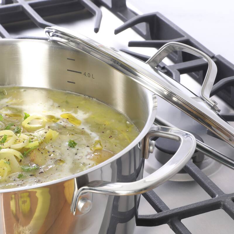 Sur La Table Kitchen Essentials 3-Piece 5.3-Quart Stainless Steel Dutch Oven with Steamer Insert & Glass Lid