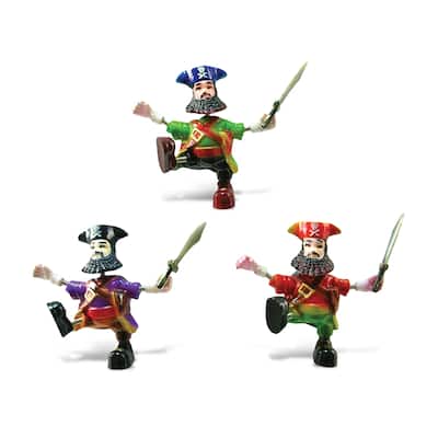 CoTa Global Pirate Captain Refrigerator Bobble Magnets Set of 3