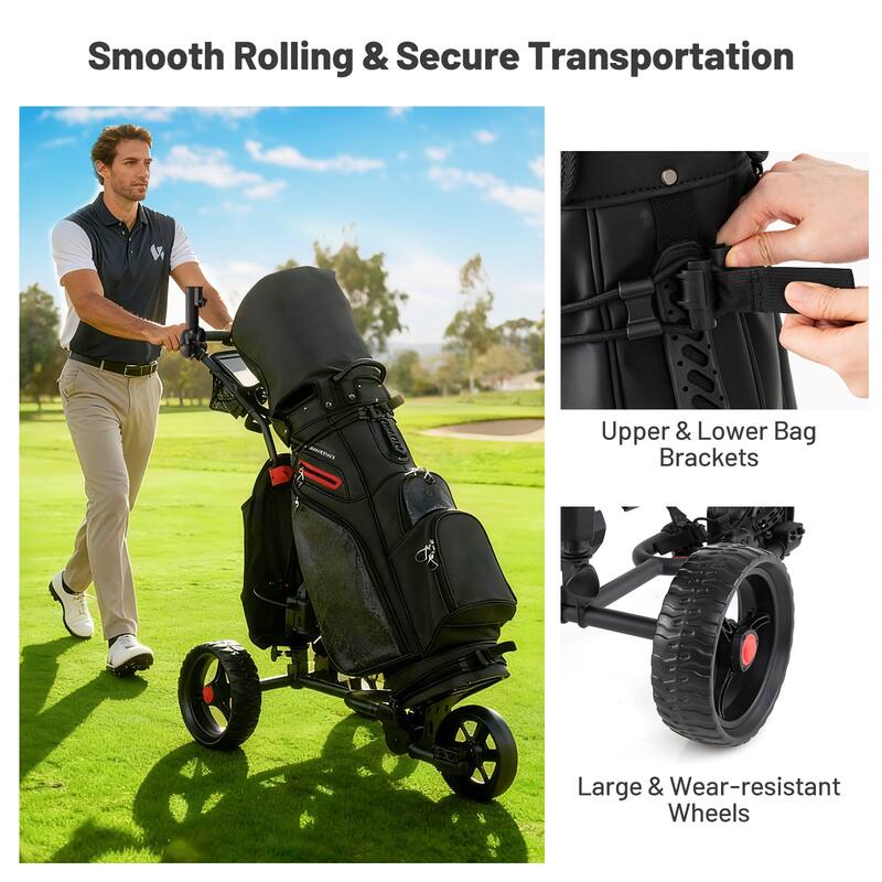 Gymax Electric Golf Push Cart w/Adjustable Handle & 9 Speed Settings