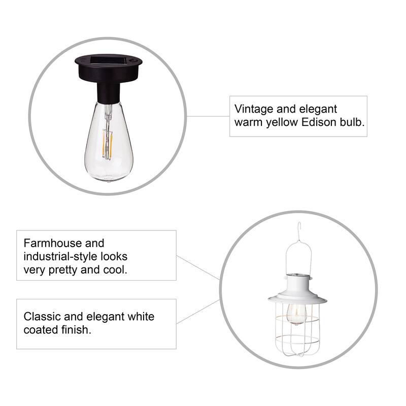 Glitzhome 9.75"H Metal Wire Solar Powered Outdoor Hanging Lantern