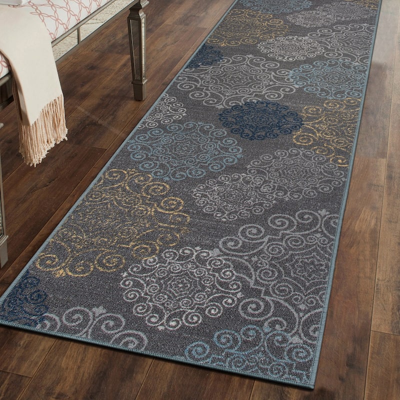 World Rug Gallery Modern Floral Swirl Design Non-Slip Area Rug - 2' x 7' - Gray