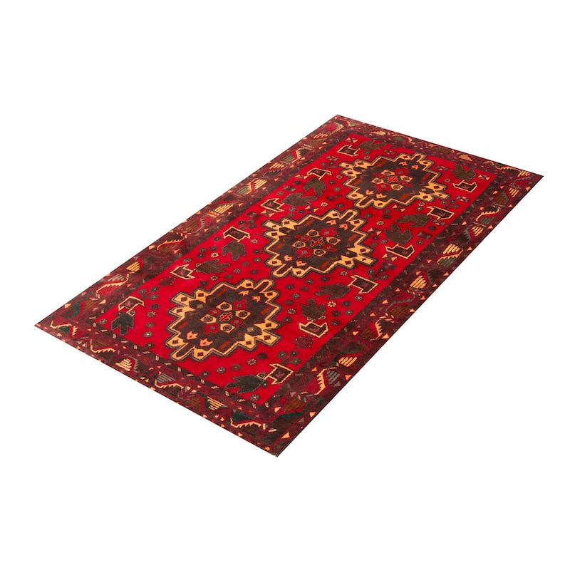 ECARPETGALLERY Hand-knotted Baluch Red Wool Rug - 3'7 x 6'9